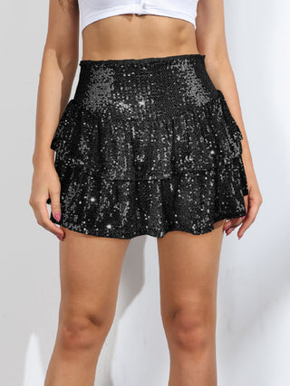 Sequin Layered Mini Skirt Divacious