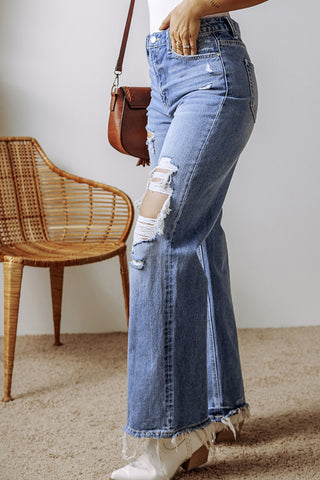 Distressed Straight Leg Jeans with Pockets Divacious