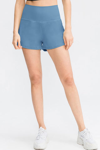 Wide Waistband Sports Shorts with Pockets Divacious