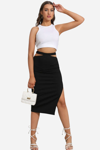 Cutout Slit Midi Skirt Divacious