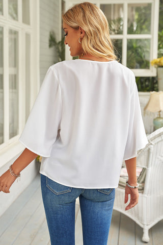 Short Sleeve Draped Blouse Divacious