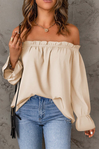 Frill Off-Shoulder Flounce Sleeve Blouse Divacious