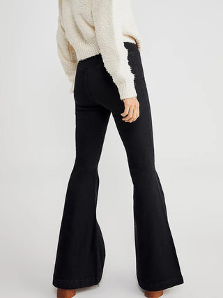 Asymmetric Waist Flare Jeans Divacious