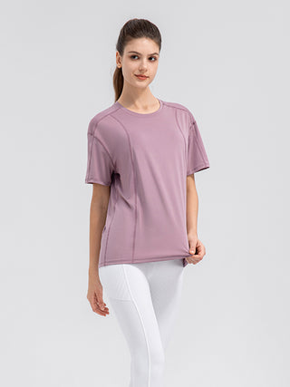 Round Neck Short Sleeve Active Top Trendsi