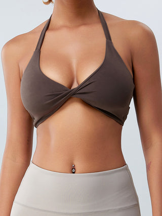 Twisted Halter Neck Active Bra Trendsi