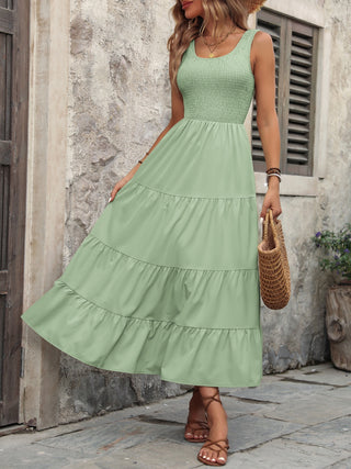 Ivy Lane Smocked Scoop Neck Sleeveless Tank Dress Trendsi