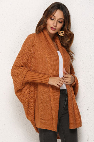 Open Front Dolman Sleeve Longline Cardigan Divacious