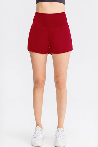 Wide Waistband Sports Shorts with Pockets Divacious