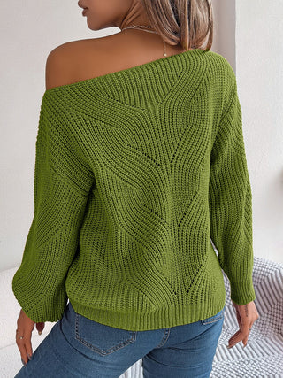 Openwork Long Sleeve Sweater Divacious