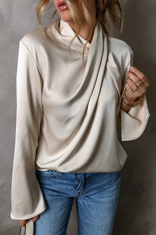 Cutout Ruched Long Sleeve Blouse Divacious