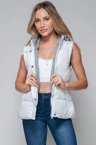 Snobbish Snap and Zip Closure Hooded Vest Trendsi