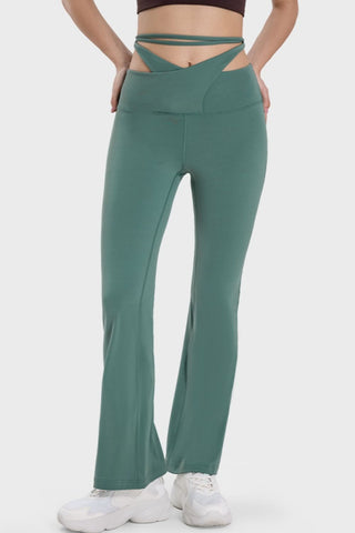 Millennia Tied Mid-Rise Waist Active Pants Trendsi