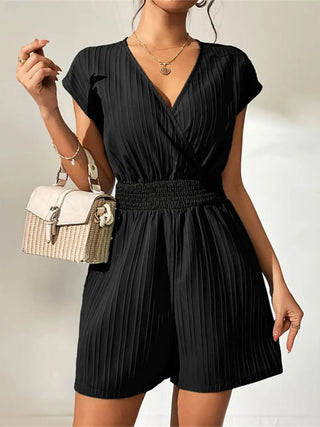 Tied Surplice Short Sleeve Romper Divacious