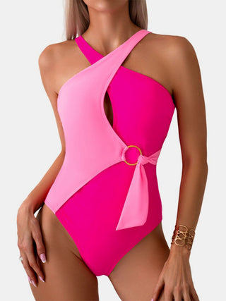 Cutout Contrast Sleeveless One-Piece Swimwear Divacious