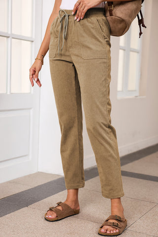 Drawstring Straight Pants with Pockets Divacious