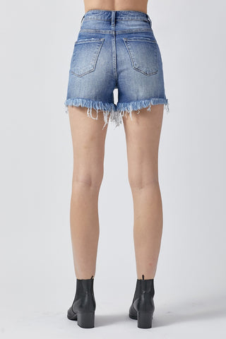 Raw Hem Asymmetrical Waist Denim Shorts Divacious