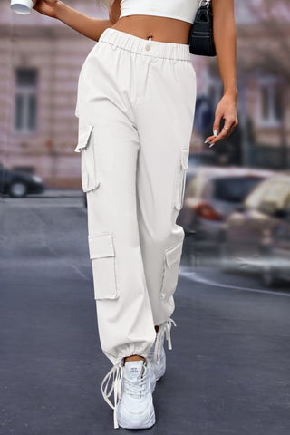 Elastic Waist Cargo Pants Divacious