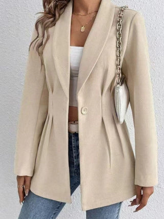 One Button Long Sleeve Blazer - Divacious