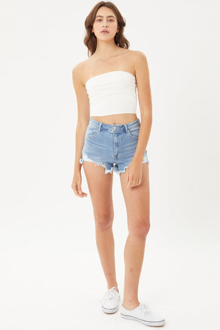 Love Tree Raw Hem Cat's Whisker Denim Shorts Divacious