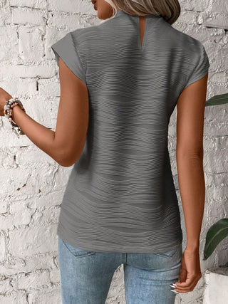 Mock Neck Cap Sleeve T-Shirt Divacious