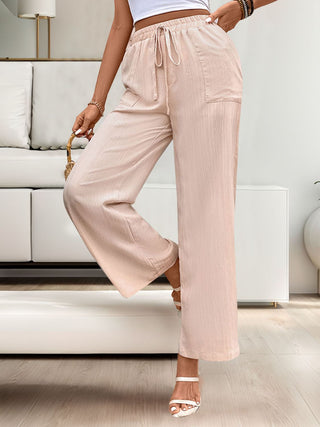 Tied Wide Leg Pants with Pockets Divacious