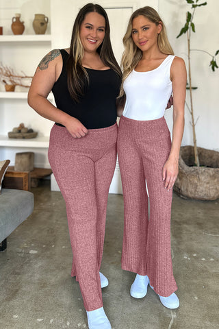 Ribbed High Waist Flare Pants Divacious