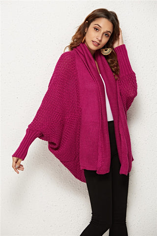 Open Front Batwing Sleeve Cardigan Divacious