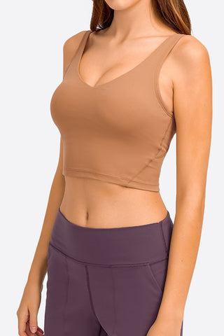 Millennia Deep V-Neck Crop Sports Bra Trendsi