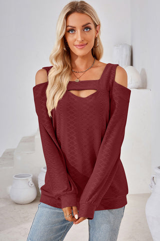 Cutout Square Neck Cold Shoulder T-Shirt Divacious