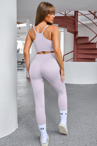 Tank Cropped Active Top and Pants Set Trendsi