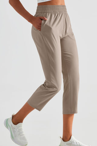 Elastic Waist Cropped Sports Pants Trendsi