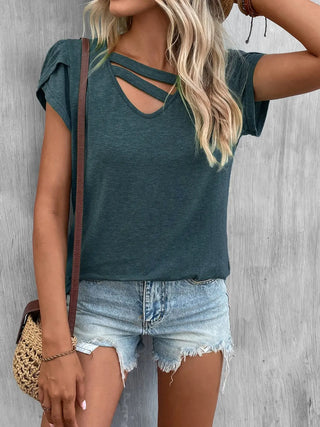 Cutout Petal Sleeve T-Shirt Divacious