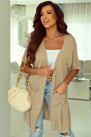 Open Front Sweater Cardigan with Pockets Divacious