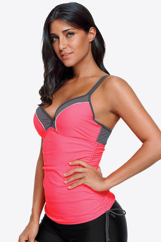 Contrast Sweetheart Neck Swim Cami Divacious