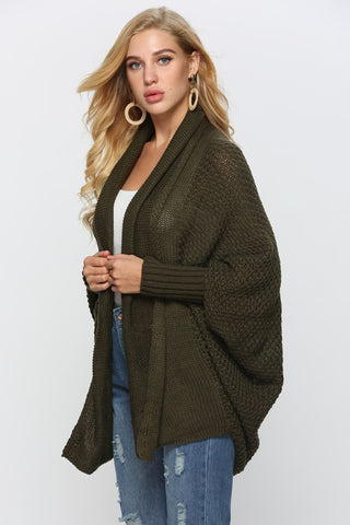 Open Front Dolman Sleeve Longline Cardigan Divacious