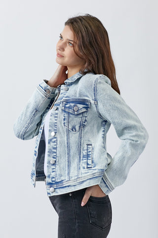 Button Up Washed Denim Jacket Divacious