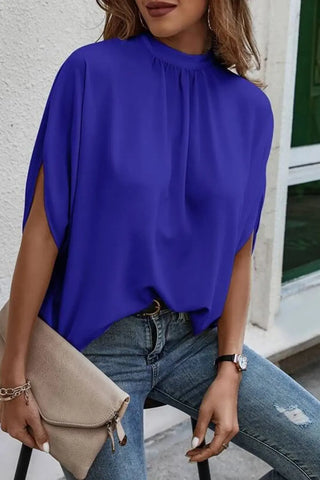 Tie Back Slit Half Sleeve Blouse Divacious