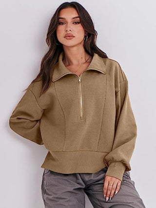 Half Zip Up Collared Sweatshirts Divacious