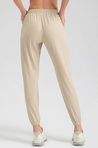 Elastic Waist Active Pants with Pockets Trendsi