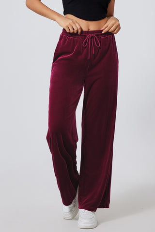 Drawstring Wide Leg Active Pants Trendsi