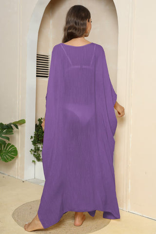 V-Neck Three-Quarter Sleeve Cover-Up Divacious