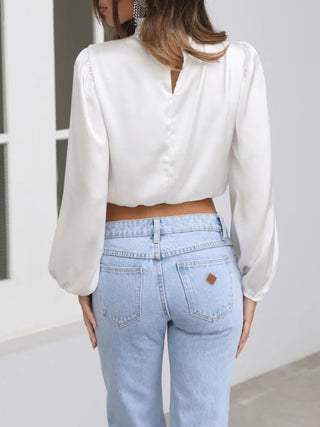 Turtleneck Balloon Sleeve Blouse - Divacious