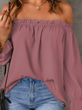 Off-Shoulder Flounce Sleeve Blouse Divacious