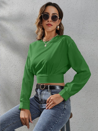 Round Neck Long Sleeve Blouse Divacious