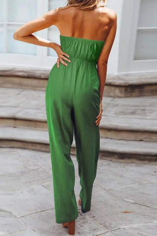 Tied Cutout Tube Wide Leg Jumpsuit Divacious