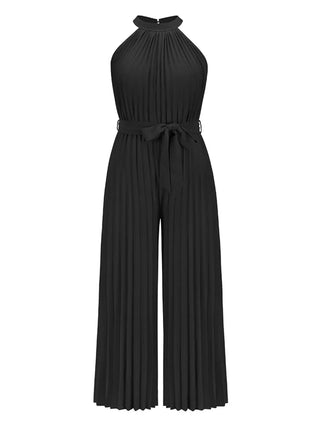 Cutout Tied Pleated Sleeveless Jumpsuit Divacious