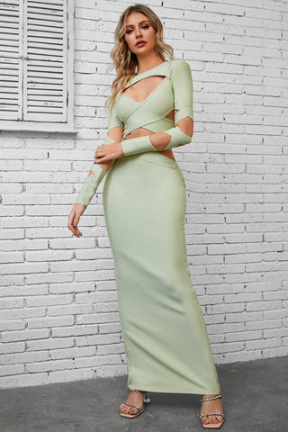 Cutout Round Neck Maxi Wrap Dress Trendsi