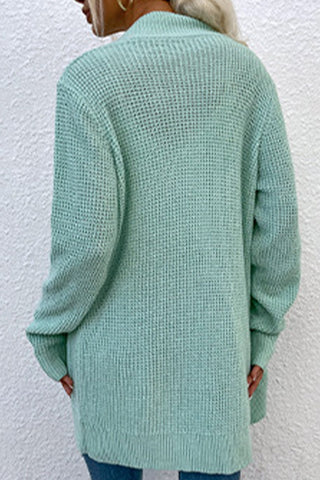 Open Front Rib-Knit Cardigan with Pockets Divacious