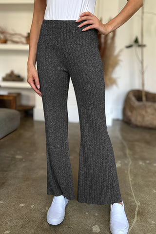 Ribbed High Waist Flare Pants Divacious