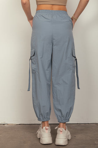 Elastic Waist Woven Cargo Pants Divacious